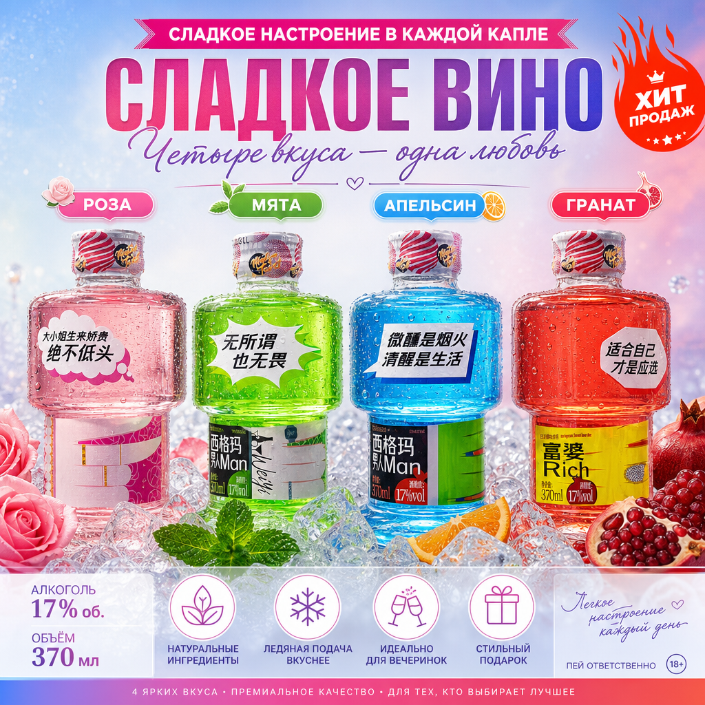 Сладкое вино《 Тай Бэн Тай》 в бутылке-грифСладкое вино Тай Бэн Тай в бутылке-гриф（17% об.,  370 мл）