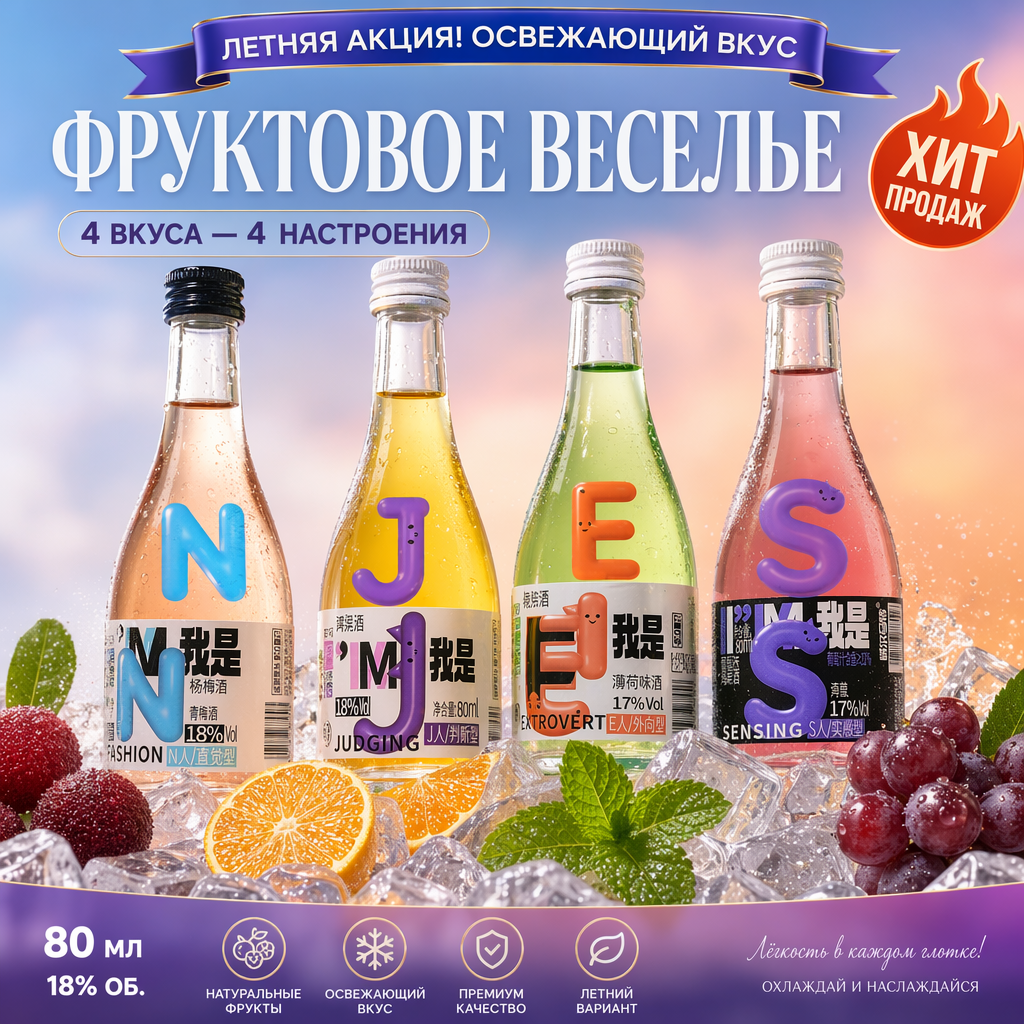Подарочный набор коктейлей «Внешний Лебедь» бренда Вилмат, крепость 18%, 4 бутылки в наборе, объем каждой 80 мл
