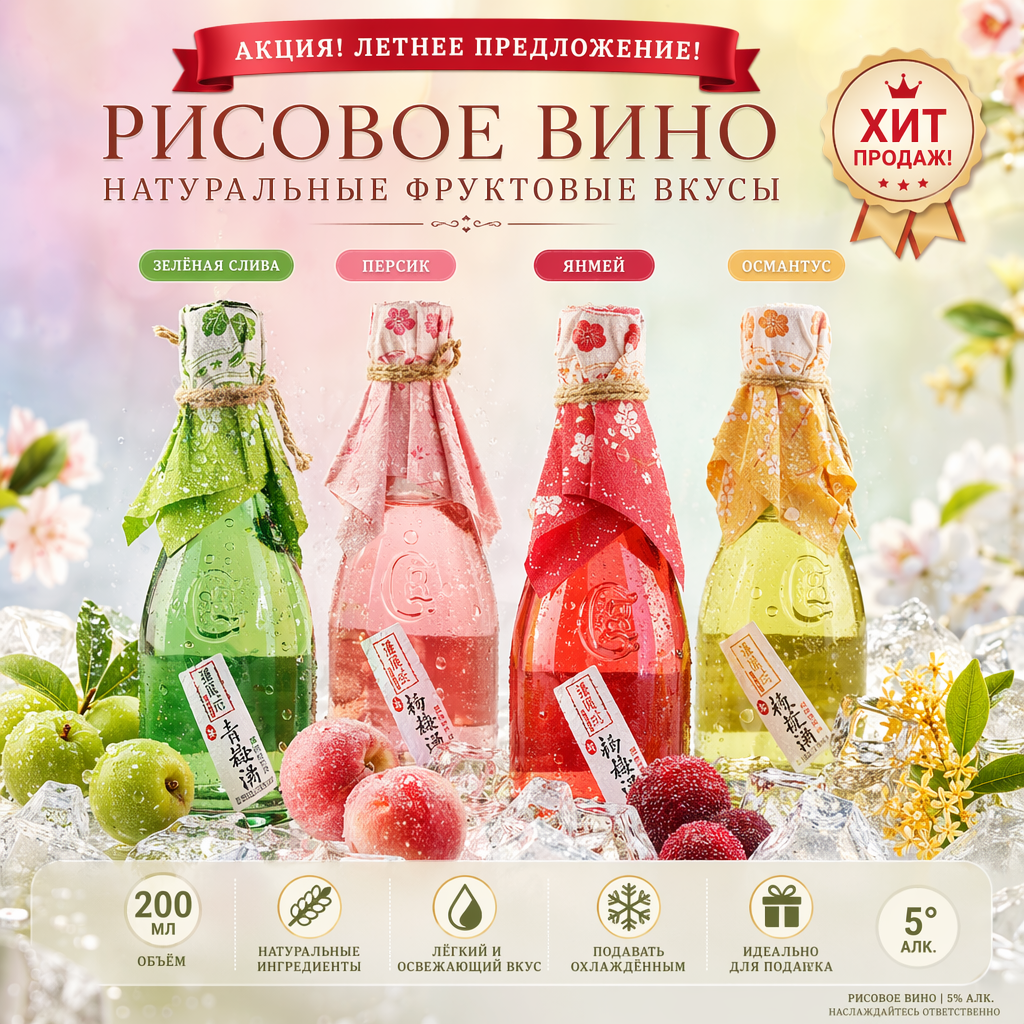 «Шёпот Ветер» – серия лёгких фруктовых вин (5%, 200 мл)