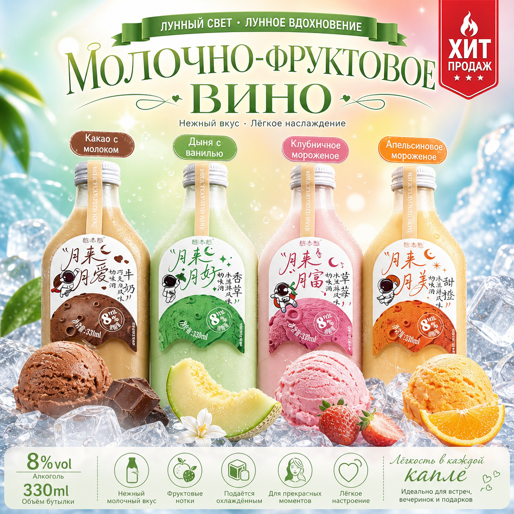 Молочное фруктовое вино «Лунный космонавт» Тай Бэн Тай（8% об.,  330 мл）