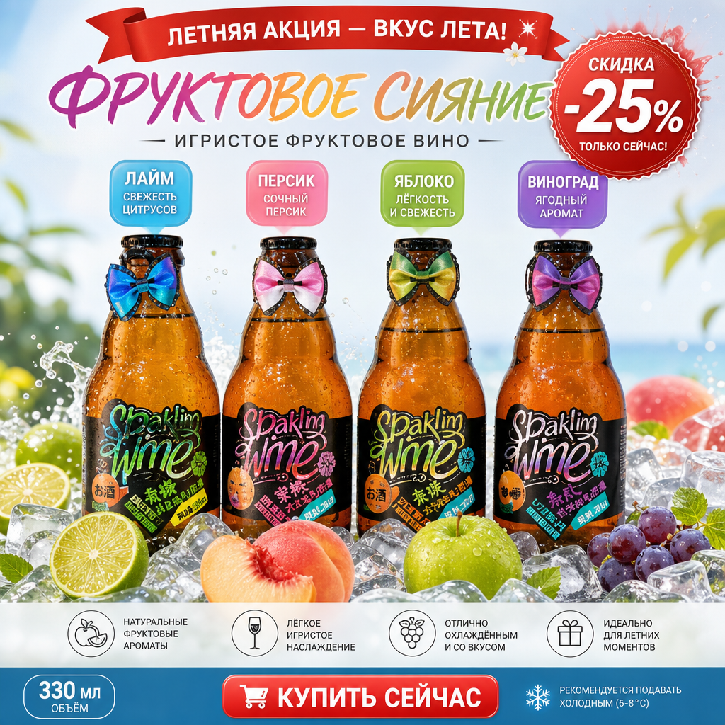 «Звёздное лето» – игристые напитки (3.8%, 320 мл)